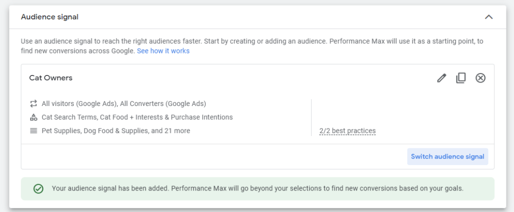 performance max audience signal