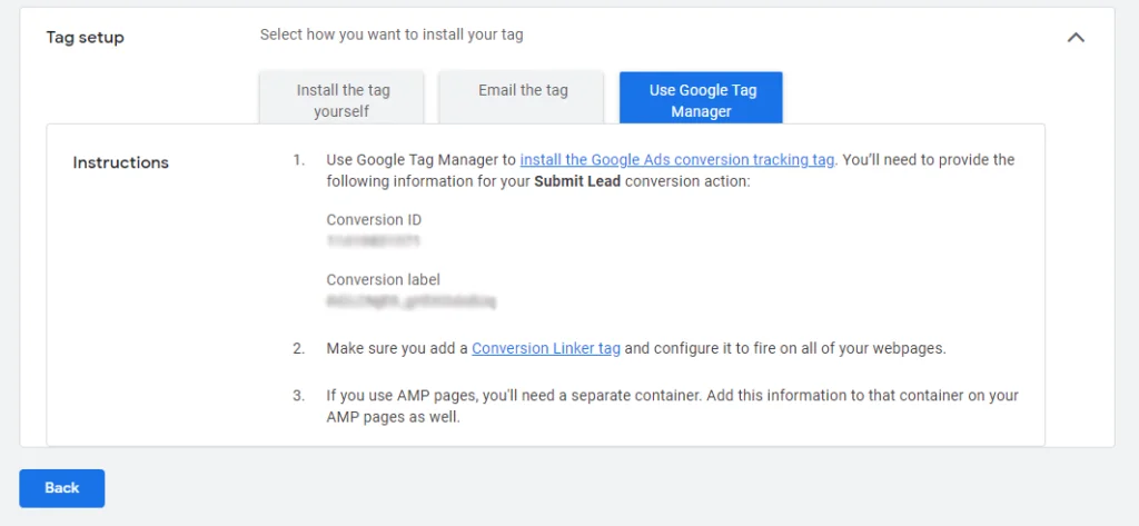 google ads conversion id conversion label