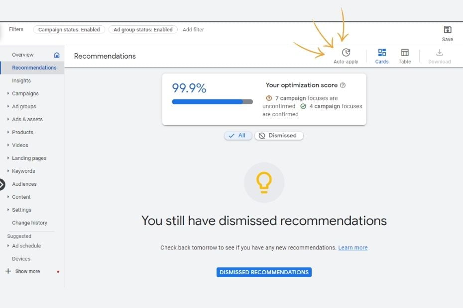 google ads auto-applied recommendations