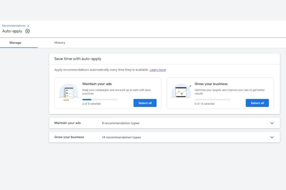 google ads auto-applied recommendations